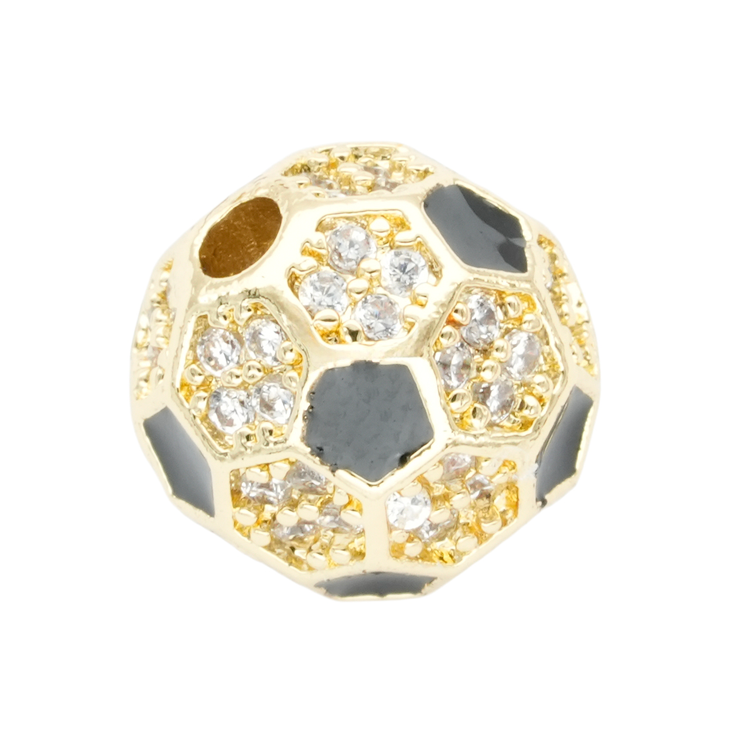 RODIO DORADO CENTRO BALON PARCHE NEGRO ZIRCON BLANCO 10MM 1