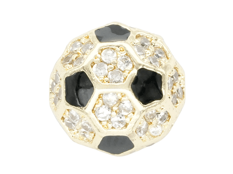 RODIO DORADO CENTRO BALON PARCHE NEGRO ZIRCON BLANCO 8MM