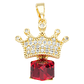 RODIO DORADO DIJE CORONA CUBO ROJO ZIRCON 17*21MM - thumbnail 1