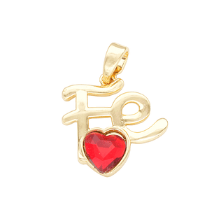 RODIO DORADO DIJE FE CORAZON ROJO ZIRCON 15*15MM