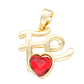 RODIO DORADO DIJE FE CORAZON ROJO ZIRCON 15*15MM - thumbnail 1