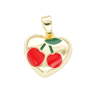 RODIO DORADO DIJE CORAZON CEREZA 13MM