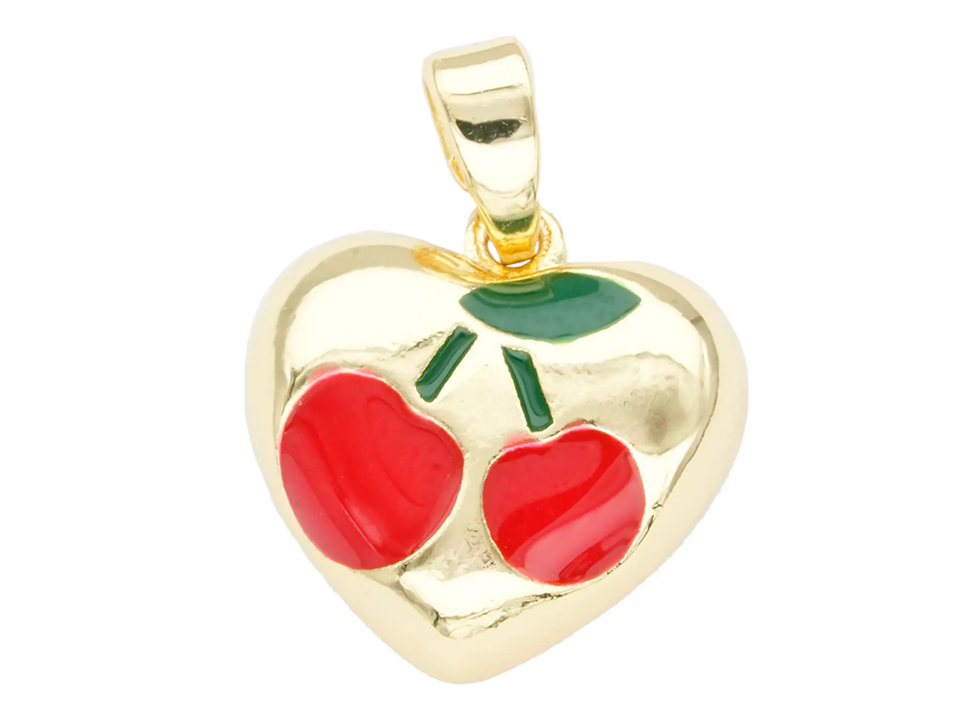 RODIO DORADO DIJE CORAZON CEREZA 13MM 1