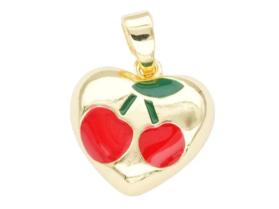 RODIO DORADO DIJE CORAZON CEREZA 13MM 1