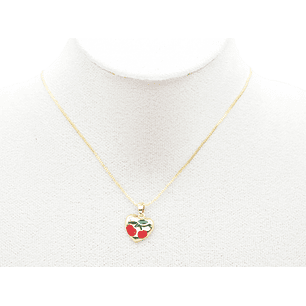 RODIO DORADO DIJE CORAZON CEREZA 13MM