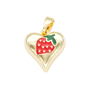 RODIO DORADO DIJE CORAZON FRESA 13*14MM