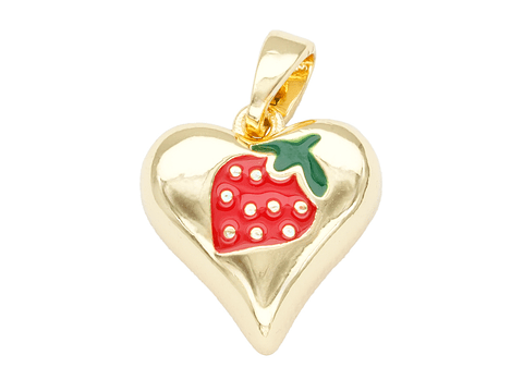 RODIO DORADO DIJE CORAZON FRESA 13*14MM