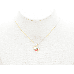 RODIO DORADO DIJE CORAZON FRESA 13*14MM