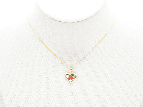 RODIO DORADO DIJE CORAZON FRESA 13*14MM