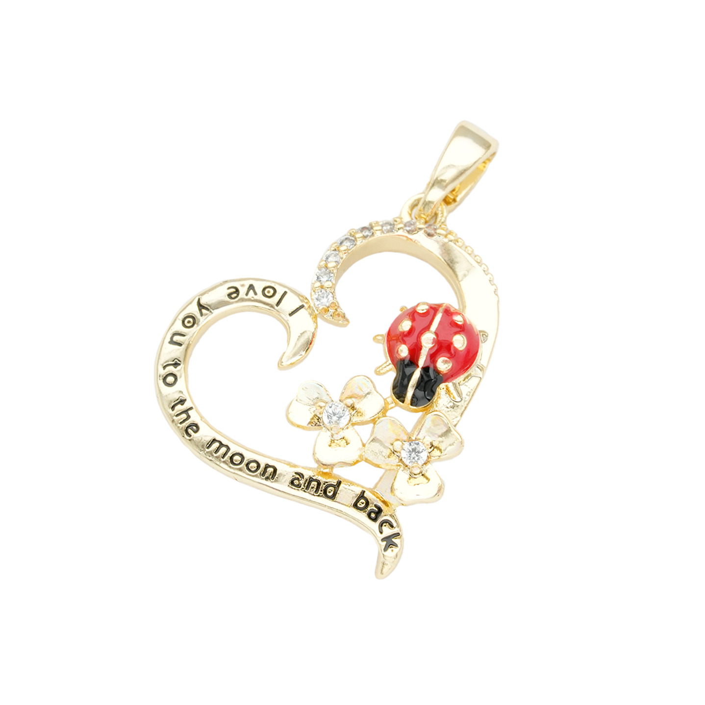 RODIO DORADO DIJE CORAZON MARIQUITA ZIRCON 18*19MM 1