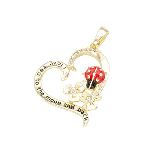 RODIO DORADO DIJE CORAZON MARIQUITA ZIRCON 18*19MM