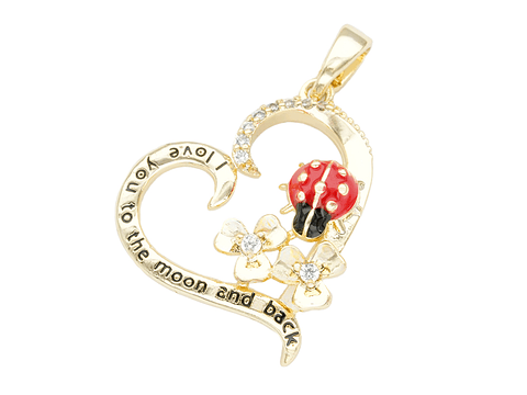 RODIO DORADO DIJE CORAZON MARIQUITA ZIRCON 18*19MM