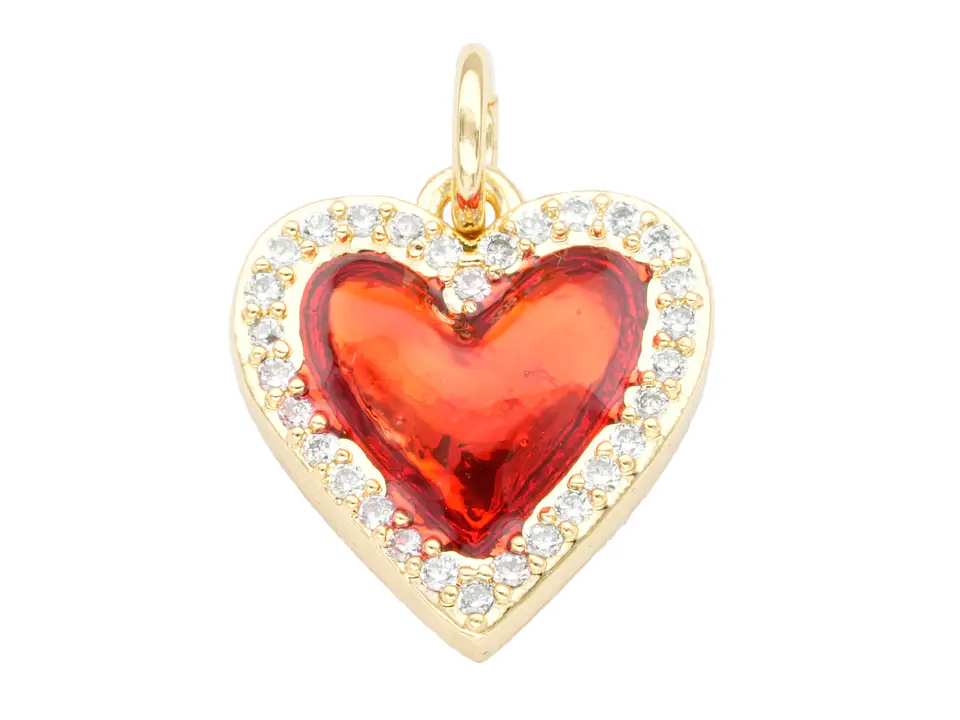RODIO DORADO DIJE SAGRADO CORAZON ROJO ZIRCON 12*13MM 1