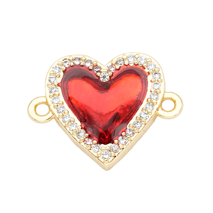 RODIO DORADO CENTRO SAGRADO CORAZON ROJO ZIRCON 15*13MM