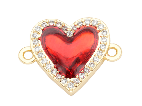 RODIO DORADO CENTRO SAGRADO CORAZON ROJO ZIRCON 15*13MM