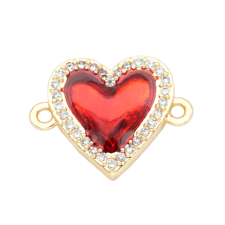 RODIO DORADO CENTRO SAGRADO CORAZON ROJO ZIRCON 15*13MM 1