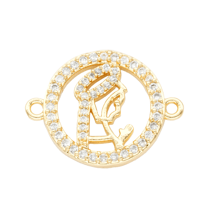 RODIO DORADO CENTRO CIRCULO VIRGEN ZIRCON BLANCO 14MM 1