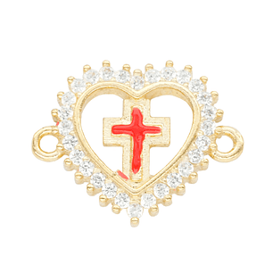RODIO DORADO CENTRO CORAZON CRUZ ROJA ZIRCON 17*14MM