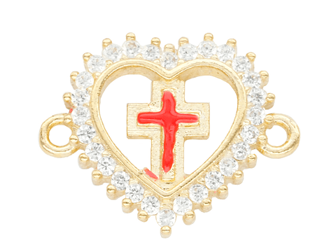 RODIO DORADO CENTRO CORAZON CRUZ ROJA ZIRCON 17*14MM