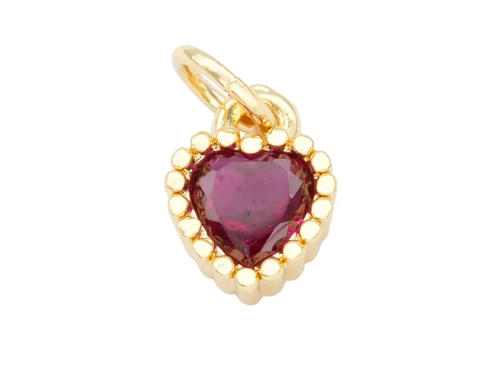 RODIO DORADO DIJE CORAZON FUCSIA 9*6MM 1