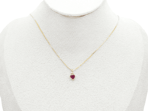 RODIO DORADO DIJE CORAZON FUCSIA 9*6MM