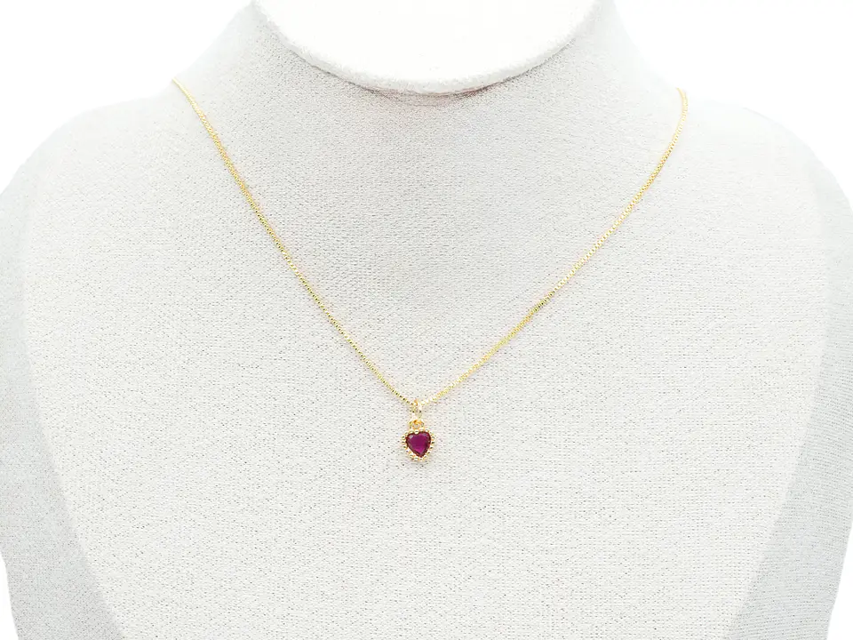 RODIO DORADO DIJE CORAZON FUCSIA 9*6MM 2