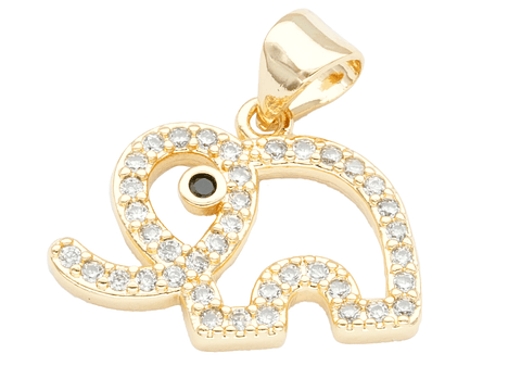 RODIO DORADO DIJE ELEFANTE ZIRCON 14*18MM