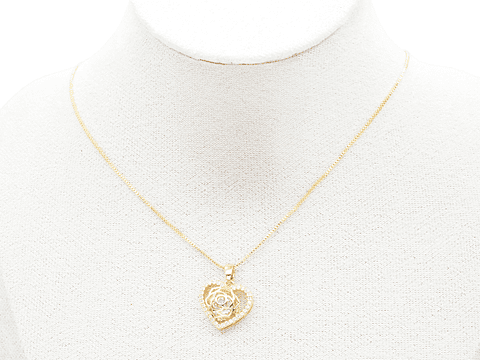 RODIO DORADO DIJE CORAZON FLOR ZIRCON 16MM