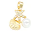 RODIO DORADO DIJE PERLA CONCHA ESTRELLA MAR ZIRCON 14MM - Miniatura 1