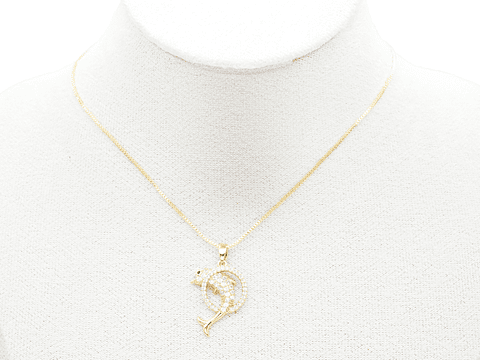 RODIO DORADO DIJE DELFIN CIRCULO ZIRCON 15*22MM