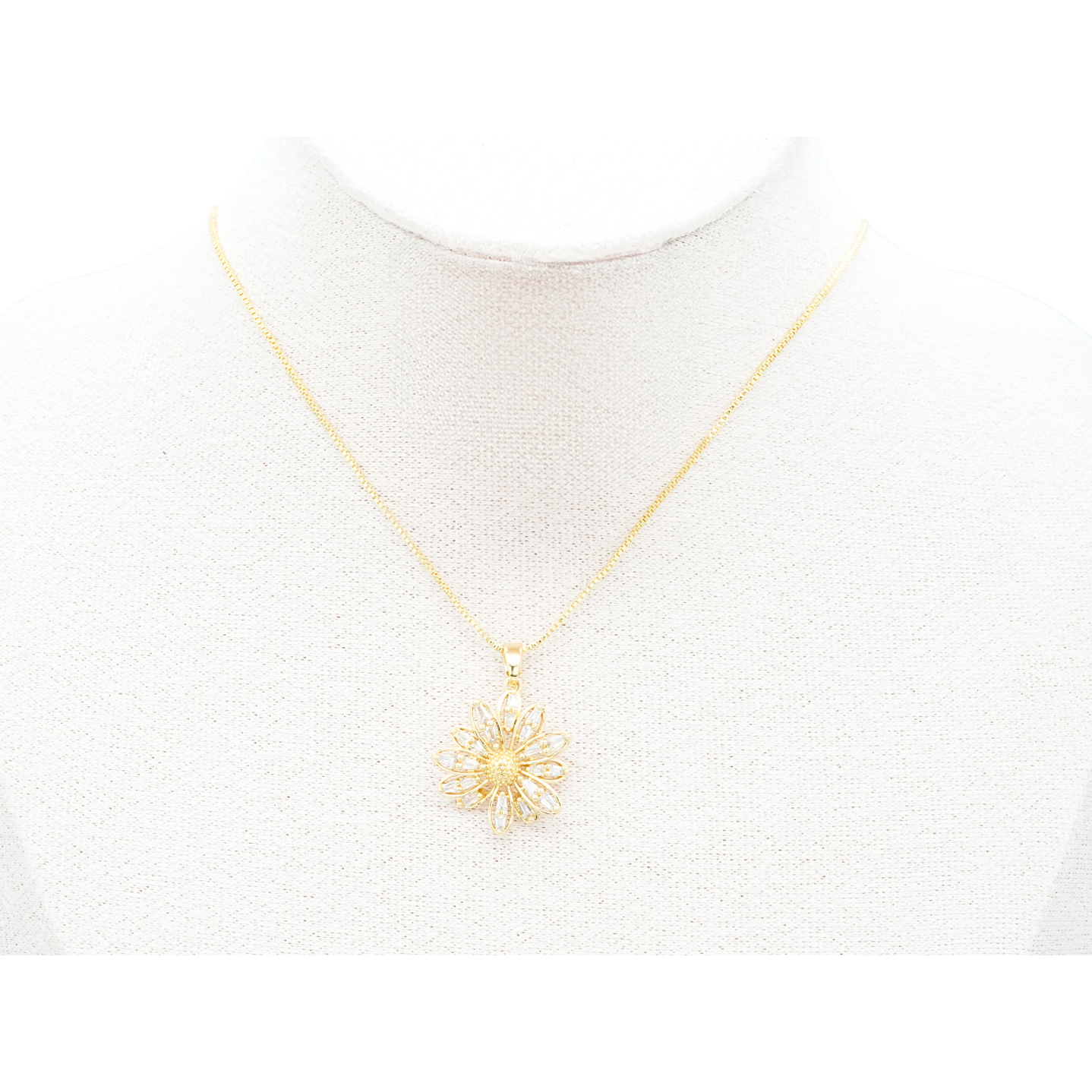 RODIO DORADO DIJE GIRASOL ZIRCON 18*20MM 2