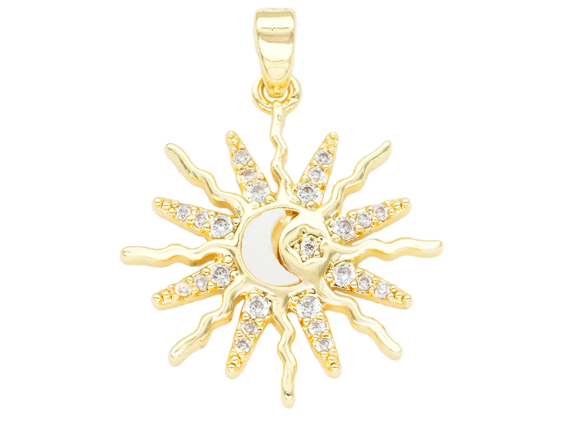 RODIO DORADO DIJE SOL LUNA NACAR ZIRCON 20*22MM 1