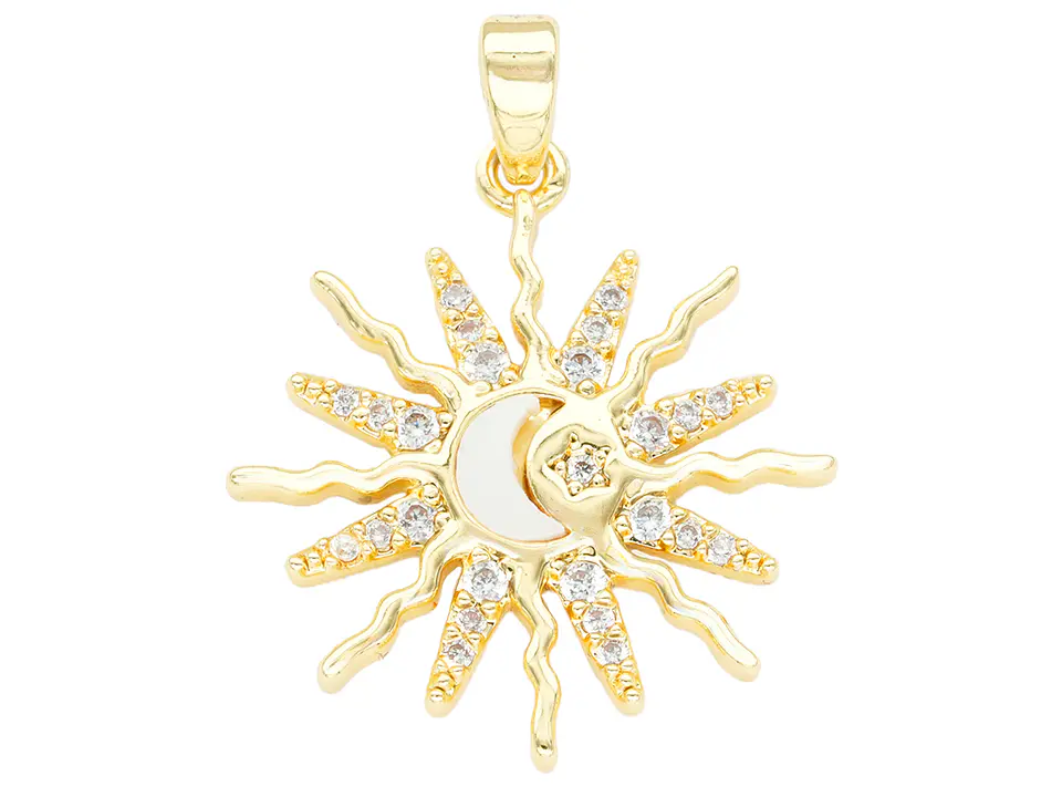 RODIO DORADO DIJE SOL LUNA NACAR ZIRCON 20*22MM 1