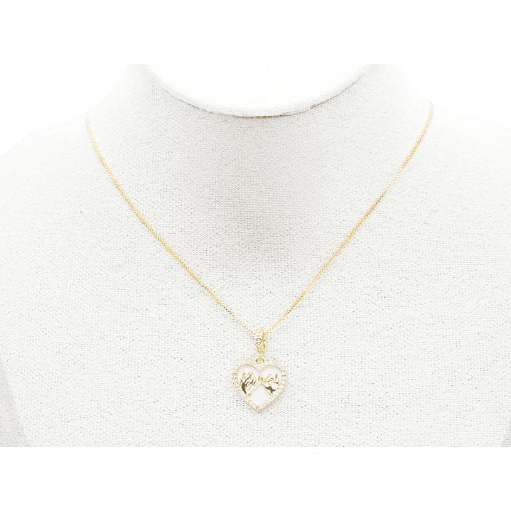 RODIO DORADO DIJE CORAZON MEÑIQUE NACAR ZIRCON 15*14MM 2