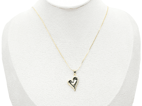 RODIO DORADO DIJE CORAZON NEGRO 14*21MM