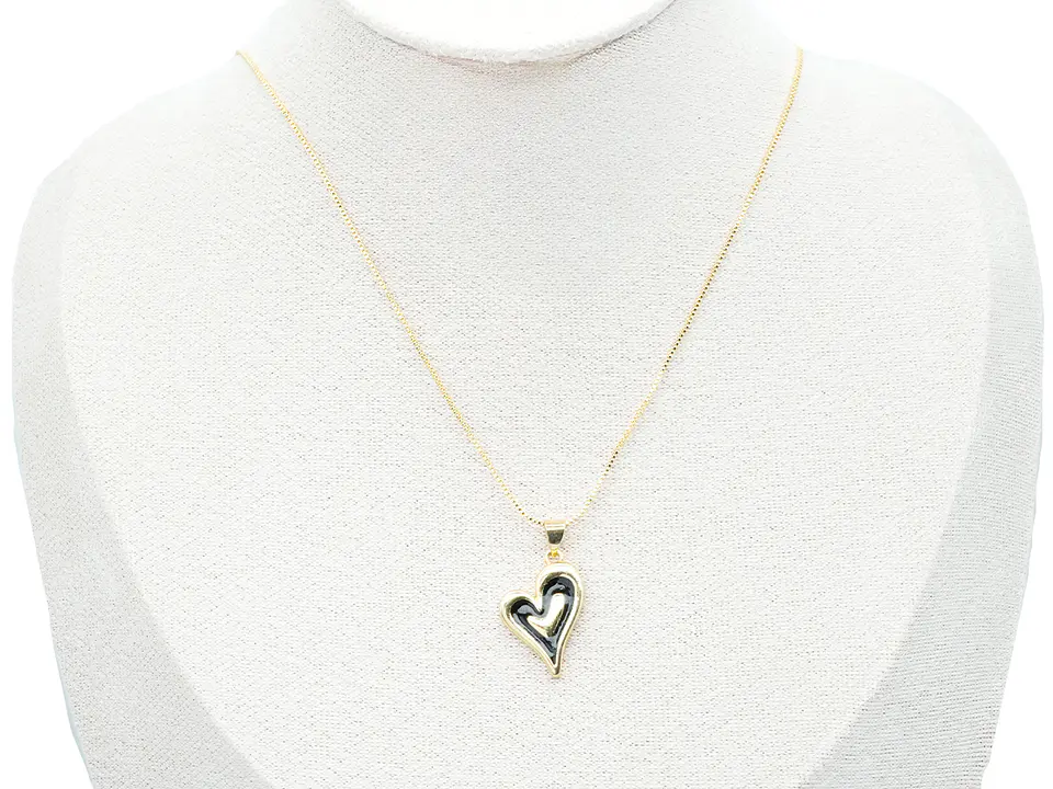 RODIO DORADO DIJE CORAZON NEGRO 14*21MM 2
