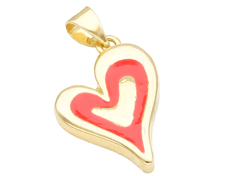 RODIO DORADO DIJE CORAZON ROJO 14*21MM