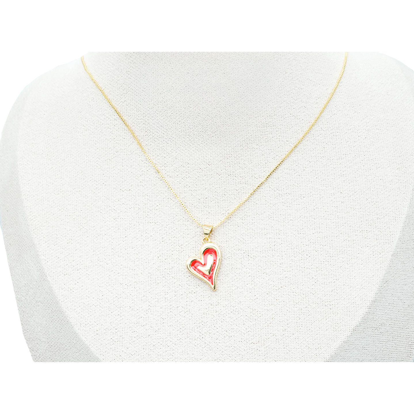 RODIO DORADO DIJE CORAZON ROJO 14*21MM 2