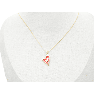 RODIO DORADO DIJE CORAZON ROJO 14*21MM