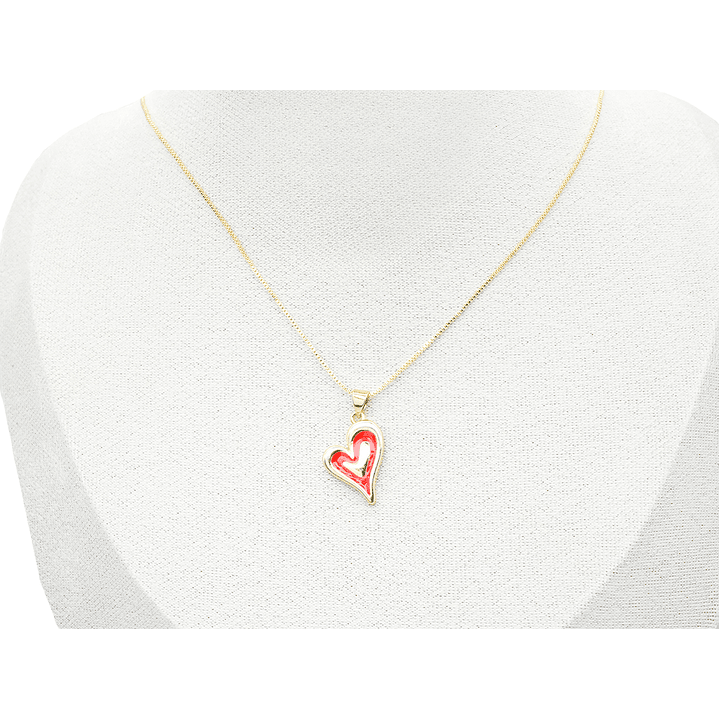 RODIO DORADO DIJE CORAZON ROJO 14*21MM 2