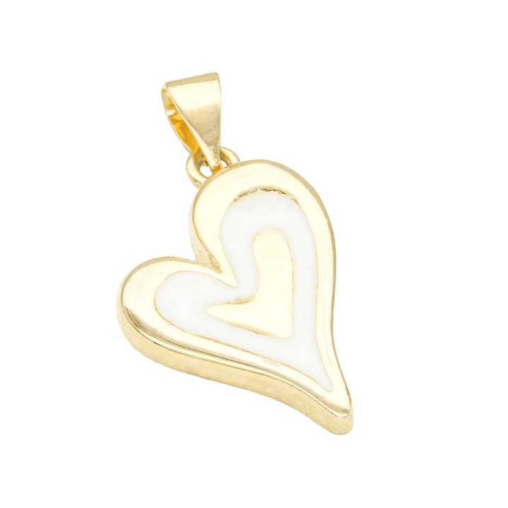 RODIO DORADO DIJE CORAZON BLANCO 14*21MM 1