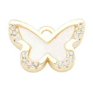 RODIO DORADO DIJE MARIPOSA BLANCO ZIRCON 14*10MM