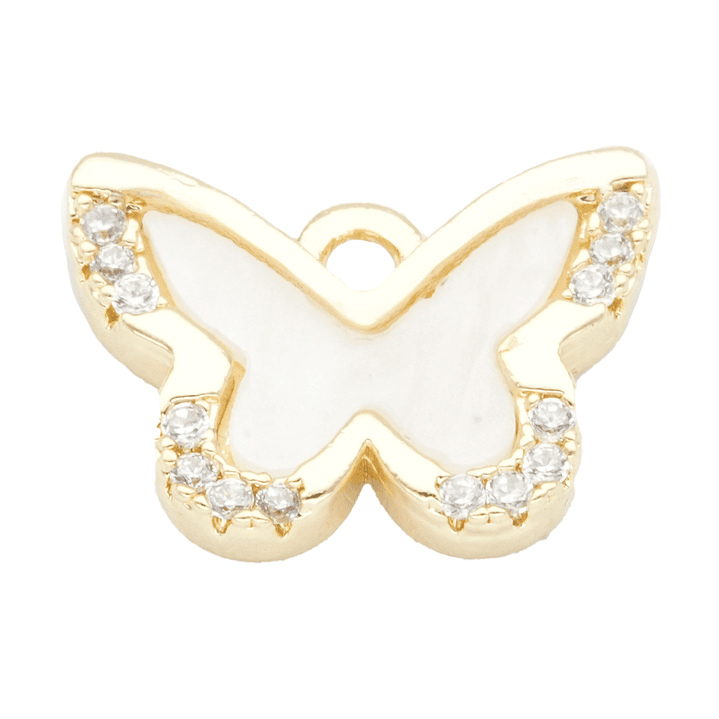 RODIO DORADO DIJE MARIPOSA BLANCO ZIRCON 14*10MM 1
