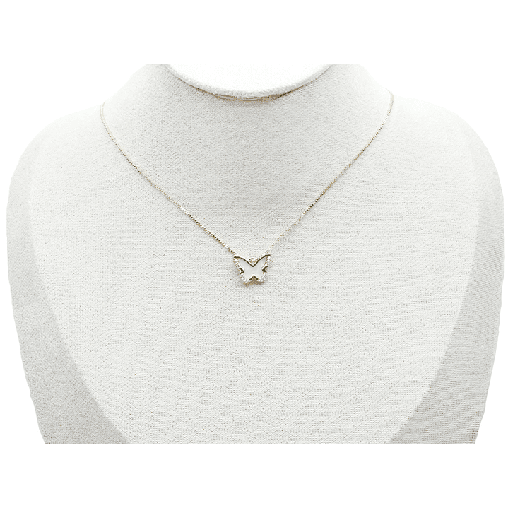 RODIO DORADO DIJE MARIPOSA BLANCO ZIRCON 14*10MM 2