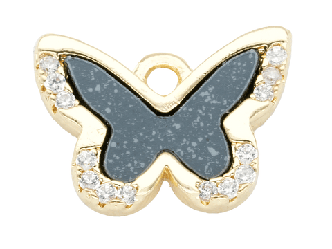 RODIO DORADO DIJE MARIPOSA NEGRO ZIRCON 14*10MM