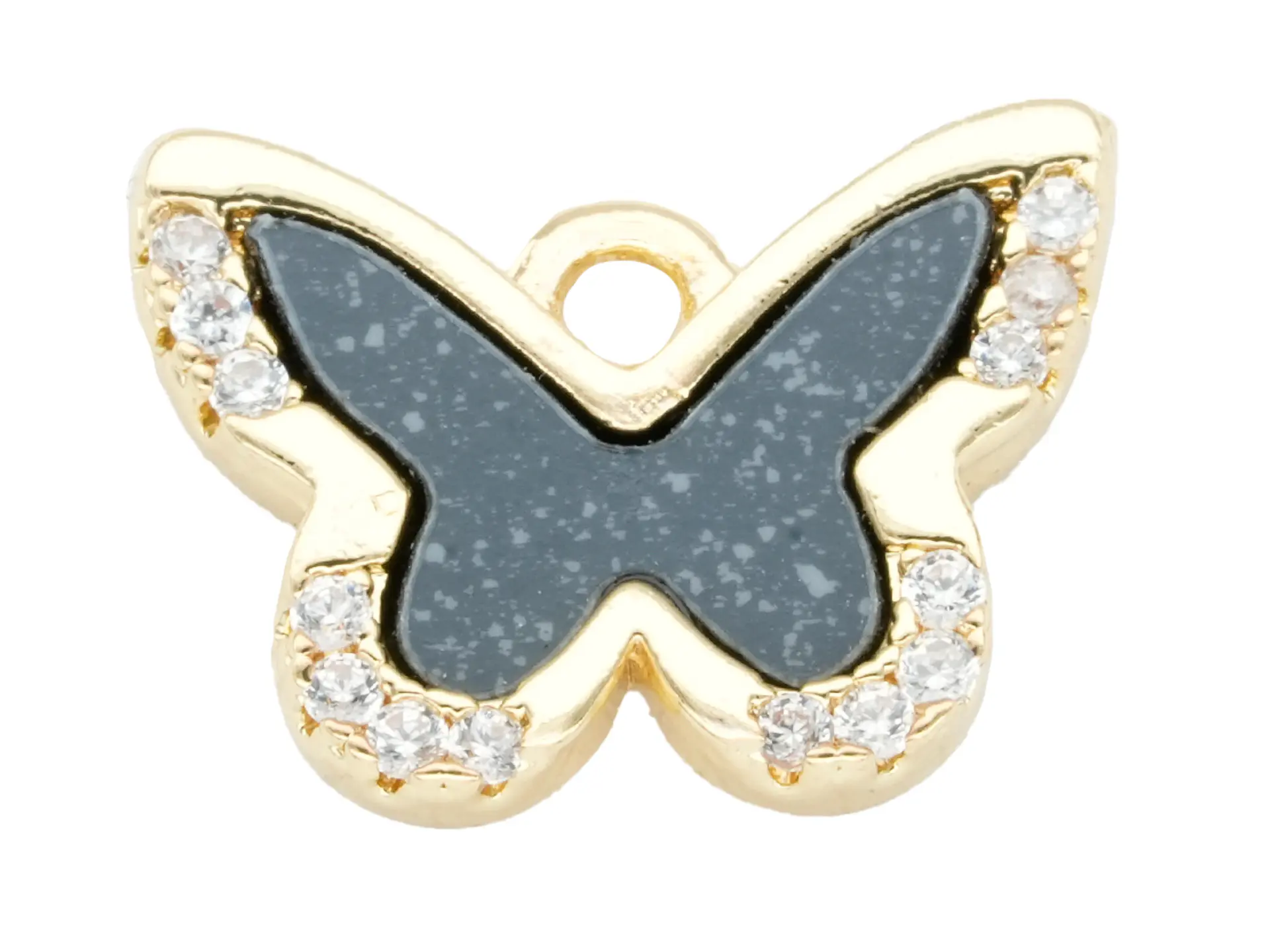 RODIO DORADO DIJE MARIPOSA NEGRO ZIRCON 14*10MM 1