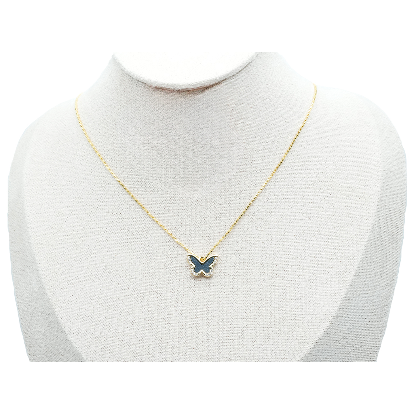 RODIO DORADO DIJE MARIPOSA NEGRO ZIRCON 14*10MM 2