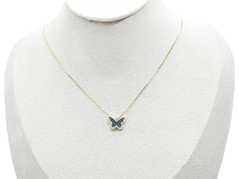 RODIO DORADO DIJE MARIPOSA NEGRO ZIRCON 14*10MM