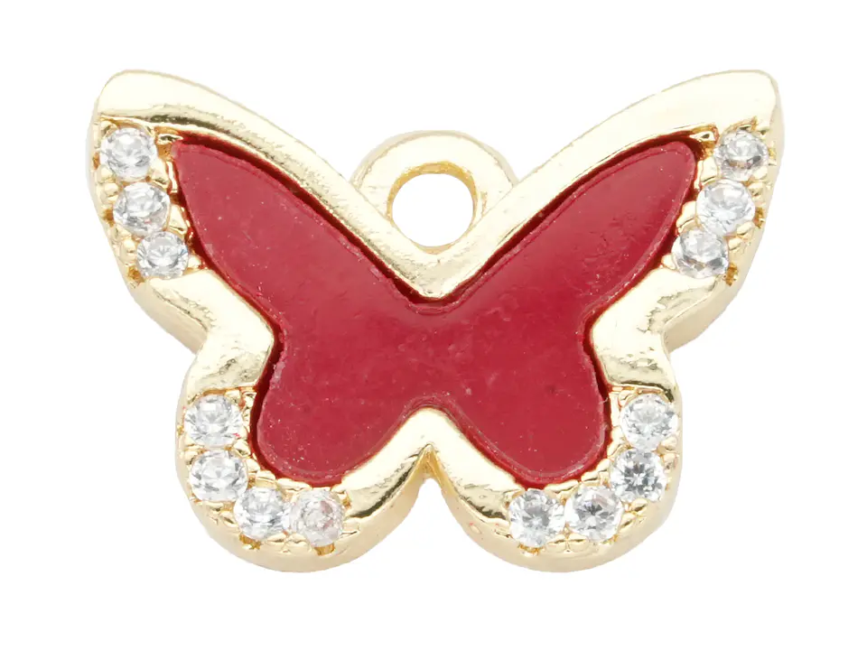 RODIO DORADO DIJE MARIPOSA ROJO ZIRCON 14*10MM 1