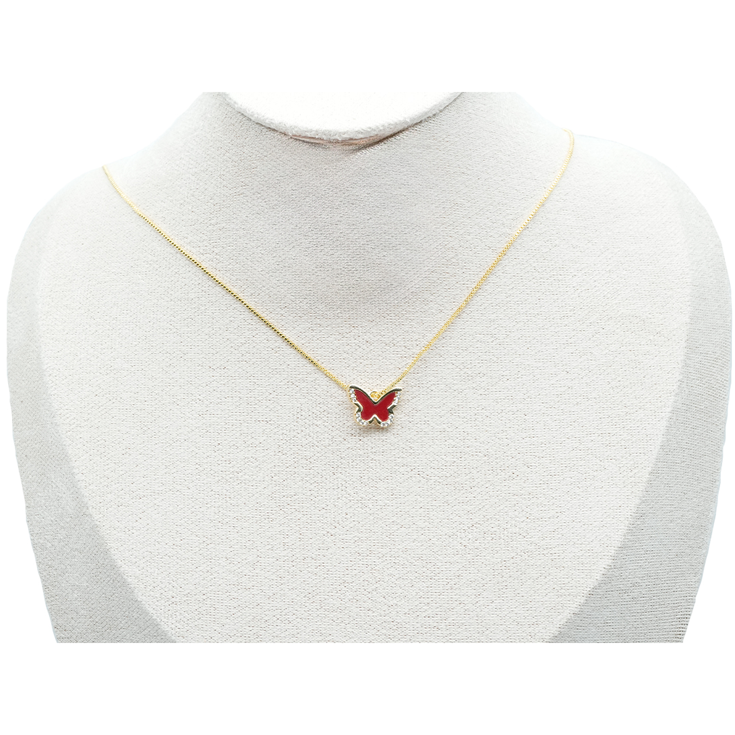 RODIO DORADO DIJE MARIPOSA ROJO ZIRCON 14*10MM 2